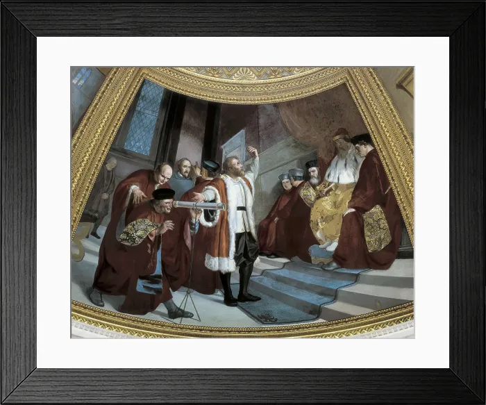Framed Print : Galileo Tribune. Galileo Showing his Telescope to the Venetian Senate. 1841. Fresco. ITALY. Florence. Natural History Museum of the University of Florence - La Specola