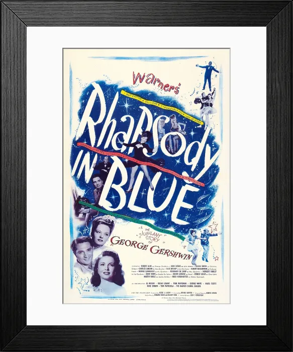 Framed Print : RHAPSODY IN BLUE, US poster, bottom left from top: Alexis Smith, Robert Alda, Joan Leslie, 1945 Framed Print : RHAPSODY IN BLUE, US poster, bottom left from top: Alexis Smith, Robert Alda, Joan Leslie, 1945