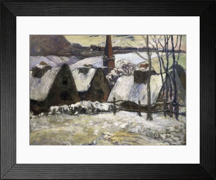 Framed Print : GAUGUIN, Paul (1848-1903). Breton Village in Snow. ca. 1894. Symbolism. Pont-Aven school. Oil on canvas. FRANCE. Paris. Muse d'Orsay (Orsay Museum)