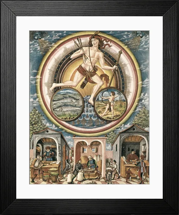 Framed Print : DE PREDIS, Cristoforo (1440-1486). De Sphaera. ca. 1470. Jupiter. Renaissance art. Quattrocento. Miniature Painting. ITALY. Modena. Estense Library