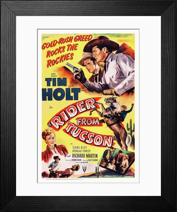 Framed Print : RIDER FROM TUCSON, US poster art, top from left: Richard Martin, Tim Holt; bottom left: Elaine Riley, 1950