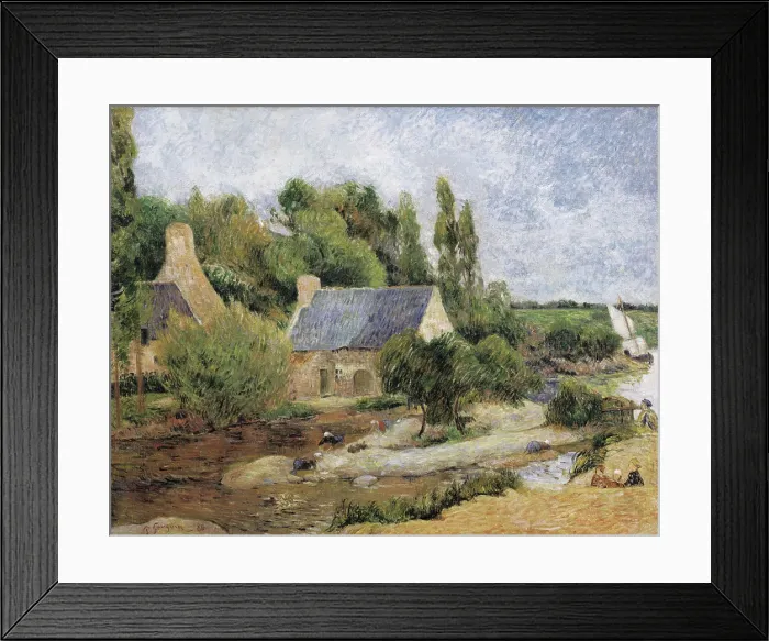 Framed Print : GAUGUIN, Paul (1848-1903). Washerwomen at Pont-Aven (Les lavandires Pont-Aven). 1886. Symbolism. Pont-Aven school. Oil on canvas. FRANCE. Paris. Muse d'Orsay (Orsay Museum)
