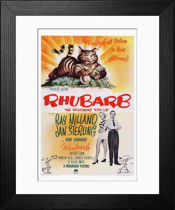 Framed Print : RHUBARB, US poster art, from left: Jan Sterling, Ray Milland, 1951
