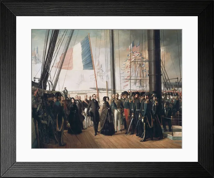 Framed Print : BIARD, Franois Auguste (1799-1882). Queen Victoria visiting the French Squadron at the Portsmouth Port. 15th October 1844. 1846. Oil on canvas. FRANCE. Versailles