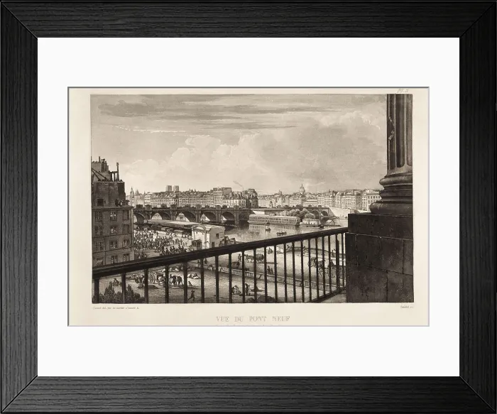 Framed Print : Paris. Pont Neuf, 19th c. Litography. SPAIN. Madrid. National Library. AISA / Everett Collection**US SALES ONLY**