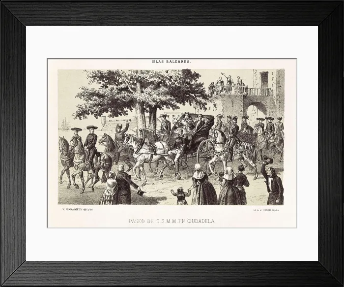 Framed Print : Spain (1860). Walk of Isabel II and Francisco de Ass in Ciudadela (Balearic Islands). Litography. FRANCE. Paris. National Library. AISA / Everett Collection**US SALES ONLY** Framed Print : Spain (1860). Walk of Isabel II and Francisco de Ass in Ciudadela (Balearic Islands). Litography. FRANCE. Paris. National Library. AISA / Everett Collection**US SALES ONLY**