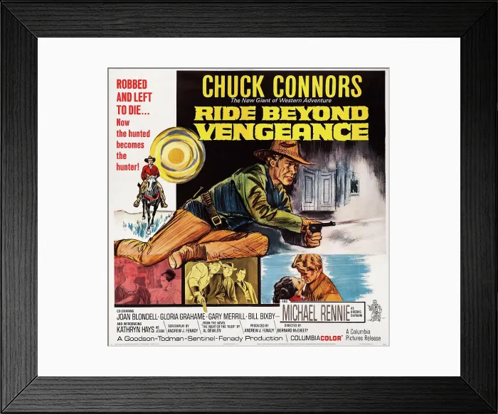 Framed Print : RIDE BEYOND VENGEANCE, US poster, Chuck Connors (center), 1966