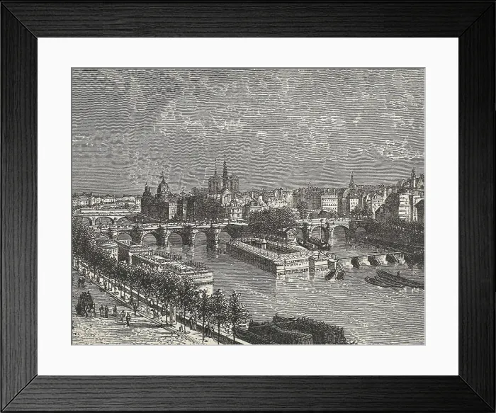 Framed Print : Paris on the banks of Seine river, 19th c. Engraving. SPAIN. Madrid. National Library. AISA / Everett Collection**US SALES ONLY**