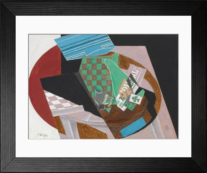 Framed Print : CHECKERBOARD AND PLAYING CARDS, by Juan Gris, 1915, Spanish Cubist drawing, gouache, graphite, and resin on paper Framed Print : CHECKERBOARD AND PLAYING CARDS, by Juan Gris, 1915, Spanish Cubist drawing, gouache, graphite, and resin on paper