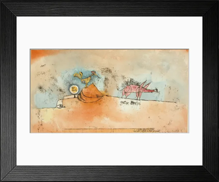Framed Print : WHERE EGGS AND THE GOOD ROAST COME FROM, by Paul Klee, 1921, Swiss watercolor painting with ink