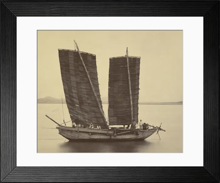 Framed Print : First Korean Junk Bringing Dispatches to the USS Colorado, after she cast anchor in the Han River