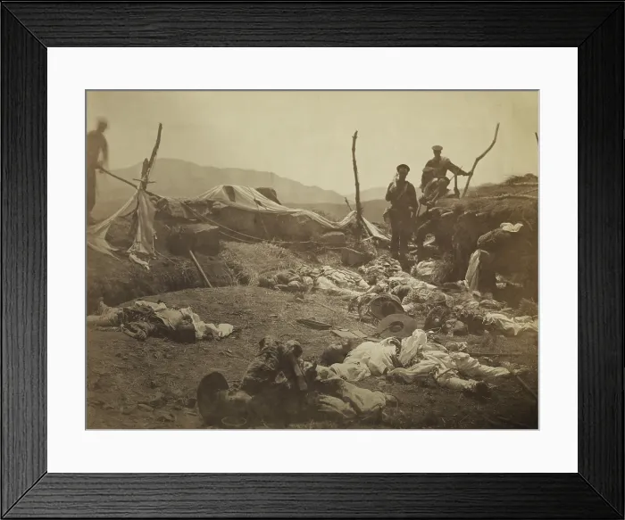 Framed Print : Fort with dead Korean soldiers after capture by US sailors and marines. The US launched punitive attacks on forts that shelled US squadron ten days earlier Framed Print : Fort with dead Korean soldiers after capture by US sailors and marines. The US launched punitive attacks on forts that shelled US squadron ten days earlier