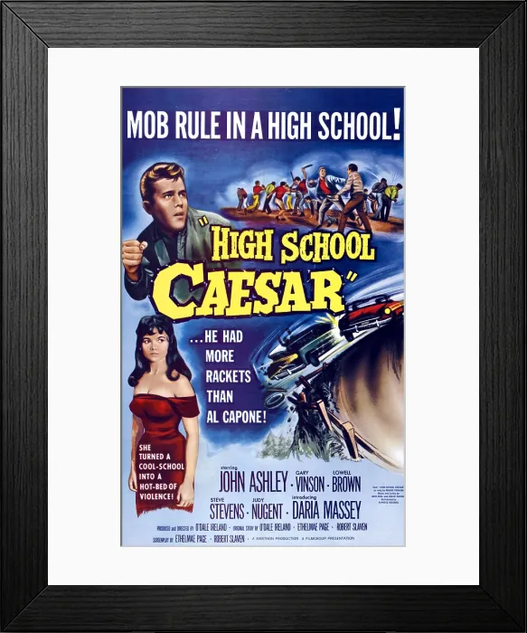 Framed Print : HIGH SCHOOL CAESAR, John Ashley, Daria Massey, 1960 Framed Print : HIGH SCHOOL CAESAR, John Ashley, Daria Massey, 1960