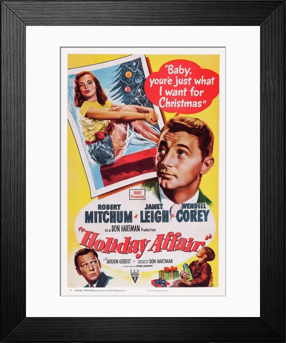 Framed Print : HOLIDAY AFFAIR, US poster art, Janet Leigh, Robert Mitchum, Wendell Corey (bottom left), 1949