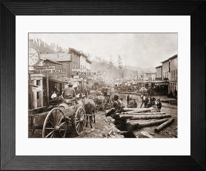 Framed Print : Main Street, Deadwood, South Dakota, during the Gold Rush of 1876 Framed Print : Main Street, Deadwood, South Dakota, during the Gold Rush of 1876