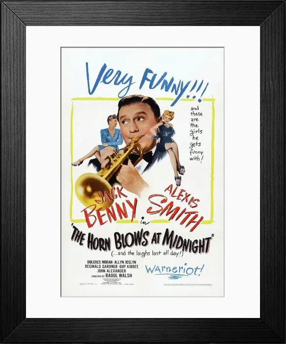 Framed Print : THE HORN BLOWS AT MIDNIGHT, US poster, Alexis Smith, Jack Benny, Dolores Moran, 1945 Framed Print : THE HORN BLOWS AT MIDNIGHT, US poster, Alexis Smith, Jack Benny, Dolores Moran, 1945