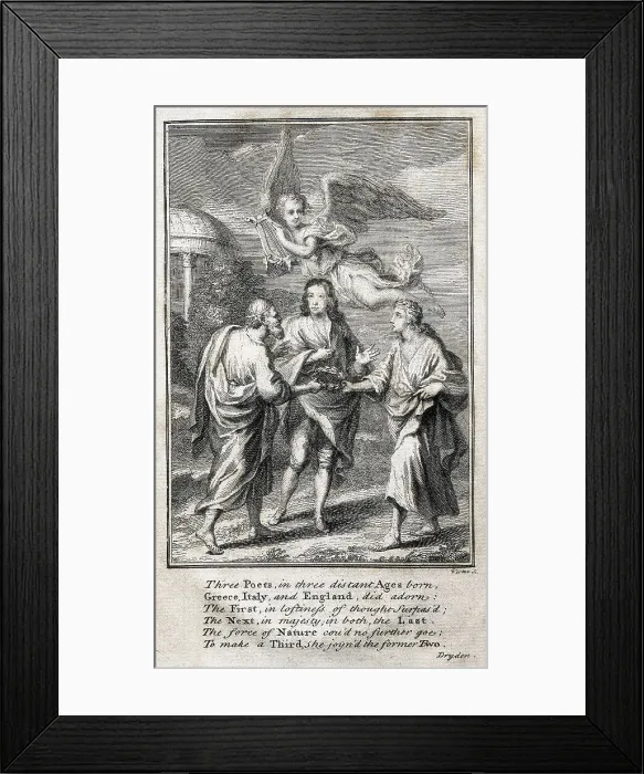 Framed Print : MILTON, John (1608-1674). Illustration depicting John Milton between Greek and Latin languages (18th c.). Etching. AISA / Everett Collection**US SALES ONLY**