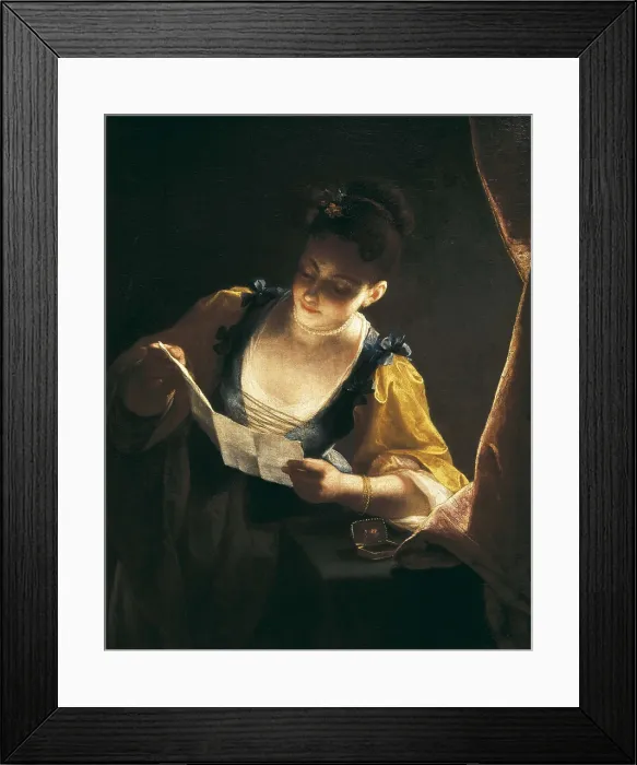 Framed Print : RAOUX, Jean (1677-1734). Young Woman Reading a Letter (Jeune fille lisant une lettre). beg. 18th c. Oil on canvas. FRANCE. Paris. Louvre Museum Framed Print : RAOUX, Jean (1677-1734). Young Woman Reading a Letter (Jeune fille lisant une lettre). beg. 18th c. Oil on canvas. FRANCE. Paris. Louvre Museum