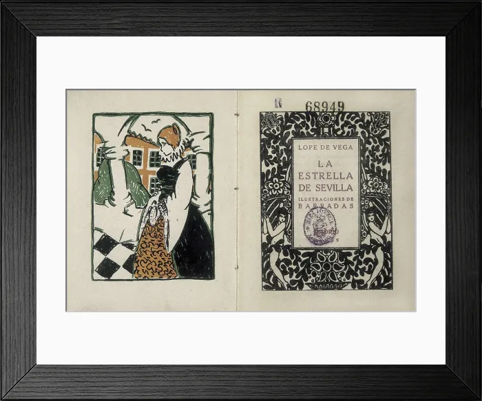 Framed Print : BARRADAS, Rafael (1890-1929); VEGA CARPIO, Flix Lope de (1562-1635). Title page of 'La Estrella de Sevilla' (The Star of Seville) by Lope de Vega
