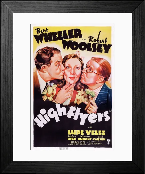 Framed Print : HIGH FLYERS, US poster art, l-r: Robert Woolsey, Lupe Velez, Bert Wheeler, 1937