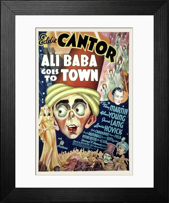 Framed Print : ALI BABA GOES TO TOWN, Eddie Cantor, 1937, poster art, TM and Copyright 20th Century Fox Film Corp. All rights reserved