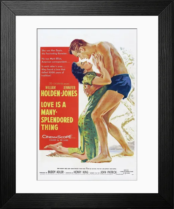 Framed Print : LOVE IS A MANY-SPLENDORED THING, US poster art, from left, Jennifer Jones, William Holden, 1955, TM and Copyright 20th Century Fox Film Corp Framed Print : LOVE IS A MANY-SPLENDORED THING, US poster art, from left, Jennifer Jones, William Holden, 1955, TM and Copyright 20th Century Fox Film Corp