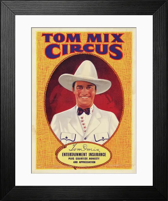 Framed Print : Tom Mix on 1937 poster art promoting the Tom Mix Circus