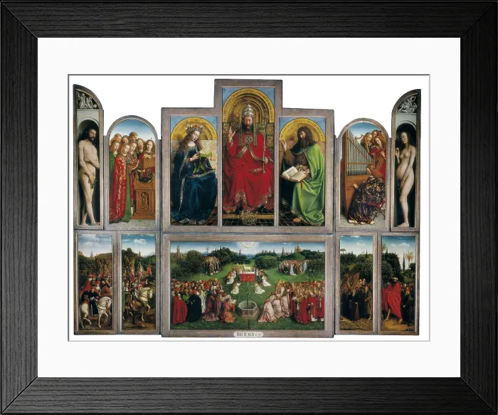 Framed Print : EYCK, Jan van (1390-1441); EYCK, Hubert van (1370-1426). The Ghent Altarpiece or Adoration of the Mystic Lamb. 1425-1432. BELGIUM. Ghent. Saint Bavo Cathedral. Flemish art