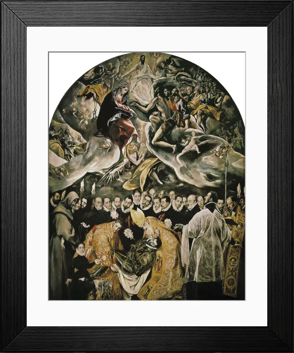 Framed Print : Greco, Domnikos Theotokpoulos, called El (1541-1614). The Burial of Count Orgaz. 1586-1588. SPAIN. Toledo. Saint Tome Church. Lower detail. Mannerism art. Oil on canvas