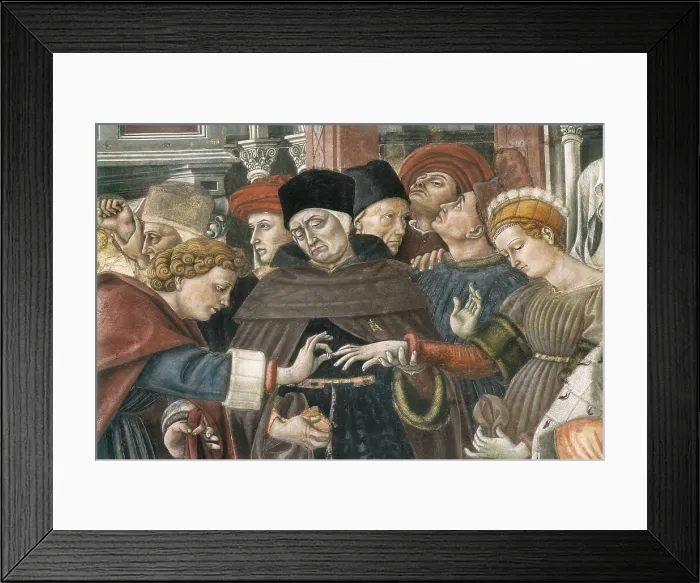 Framed Print : DOMENICO DI BARTOLO (1400-1447). Marriage of an Orphan. 1441-1444. ITALY. Siena. Ospedale di Santa Maria della Scala (Santa Maria della Scala Hospital)