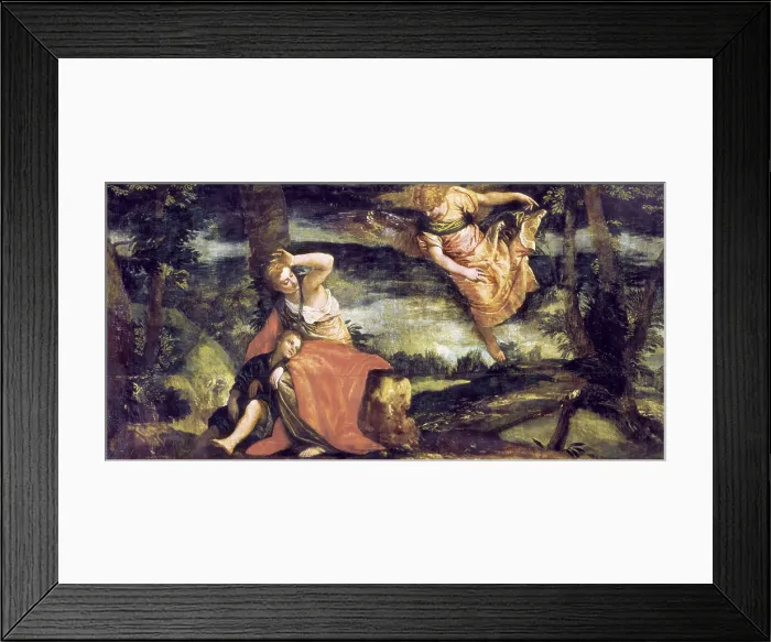 Framed Print : VERONESE, Paolo Caliari, called Paolo (1528-1588). Hagar and Ishmael in the Desert. ca. 1585. Renaissance art. Cinquecento. Venetian school. Oil on canvas. AUSTRIA. Vienna
