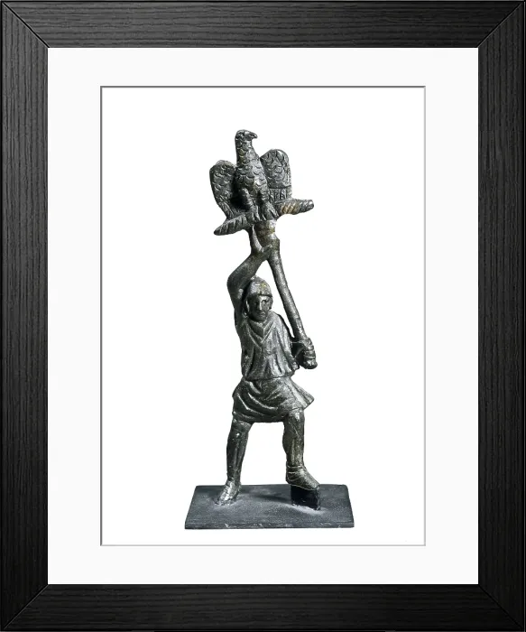 Framed Print : Standard bearer (aquilifer) of the Roman legions (1st c. AD). Roman art. Early Empire. Sculpture on bronze. ITALY. Chieti. National Museum of Archaeology. Proc: ITALY