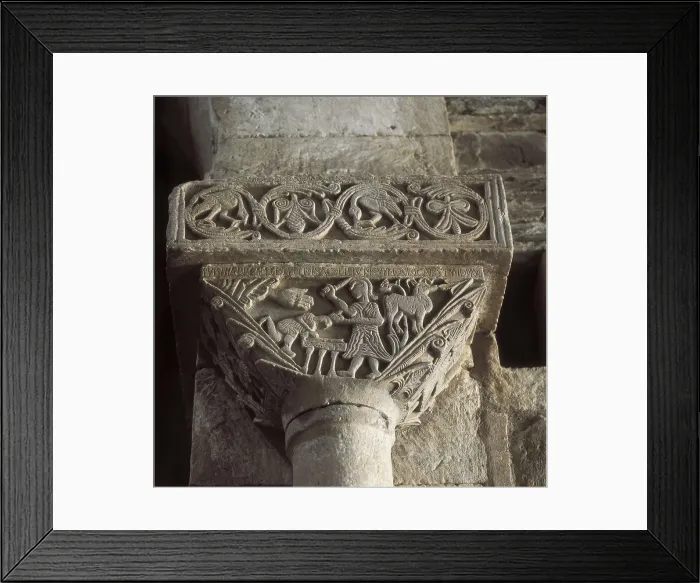 Framed Print : Sacrifice of Abraham. 7th c. SPAIN. Campillo. Church of Sand Pedro de la Nave. Visigothic art. Relief on rock. AISA / Everett Collection**US SALES ONLY**