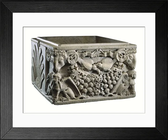 Framed Print : Funerary Urn. 1st-2nd c. Roman art. Early Empire. Relief on marble. SPAIN. Madrid. National Museum of Archaeology. Proc: ITALY. Rome. AISA / Everett Collection**US SALES ONLY**