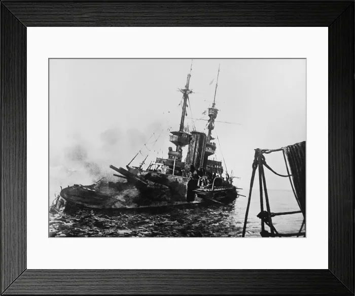 Framed Print : HMS IRRESISTIBLE listing and sinking in the Dardanelles, March 18, 1915. The ship hit a mine while shelling Turkish defenses Framed Print : HMS IRRESISTIBLE listing and sinking in the Dardanelles, March 18, 1915. The ship hit a mine while shelling Turkish defenses