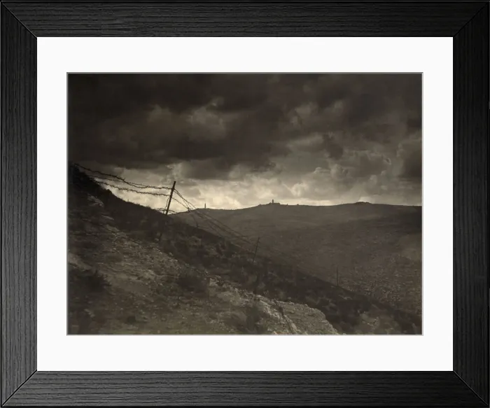 Framed Print : Ominous landscape with barbed wire near Jerusalem and the Mount of Olives, 1917 during World War 1 (BSLOC_2017_1_157)