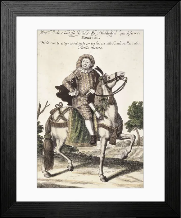 Framed Print : Mezzetino, character of the Commedia dell'Arte. Xylography. FRANCE. Paris. Muse Carnavalet (Carnavalet Museum). AISA / Everett Collection**US SALES ONLY**