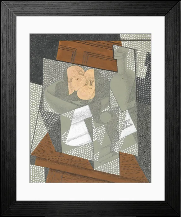 Framed Print : THE FRUIT BOWL, by Juan Gris, 1915-16, Spanish Cubist graphite, wax crayon, gouache drawing