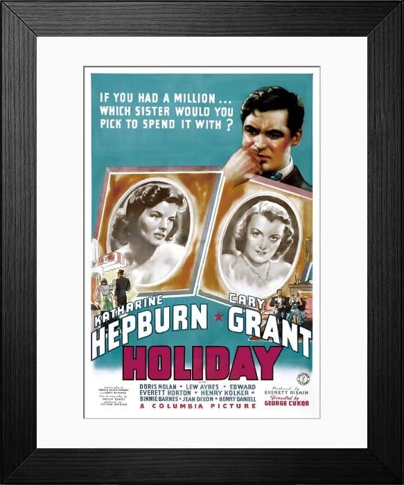 Framed Print : HOLIDAY, top right: Cary Grant, bottom from left: Katharine Hepburn, Doris Nolan, 1938