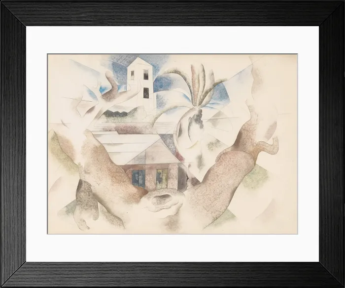 Framed Print : BERMUDA NO. 1, TREE AND HOUSE, by Charles Demuth, 1917, American watercolor painting with pencil. Cubist influenced landscape with trees and houses (BSLOC_2017_7_92) Framed Print : BERMUDA NO. 1, TREE AND HOUSE, by Charles Demuth, 1917, American watercolor painting with pencil. Cubist influenced landscape with trees and houses (BSLOC_2017_7_92)
