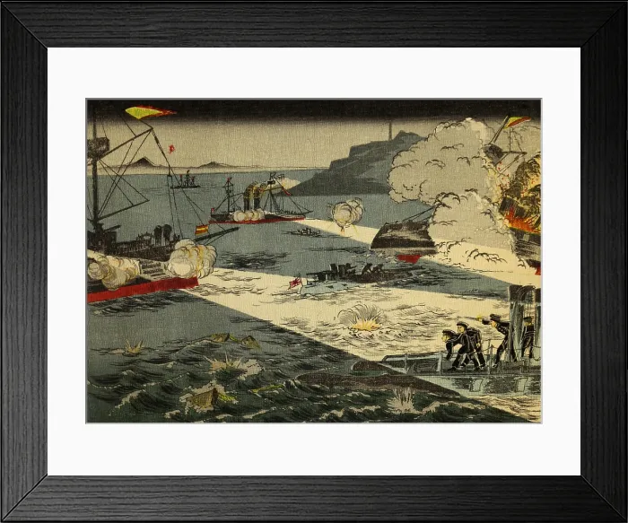Framed Print : Battle of Weihaiwei, and defeat of the Chinese Northern Fleet. Japanese torpedo boats attacked at Weihaiwei on the night of Feb. 4, 1894