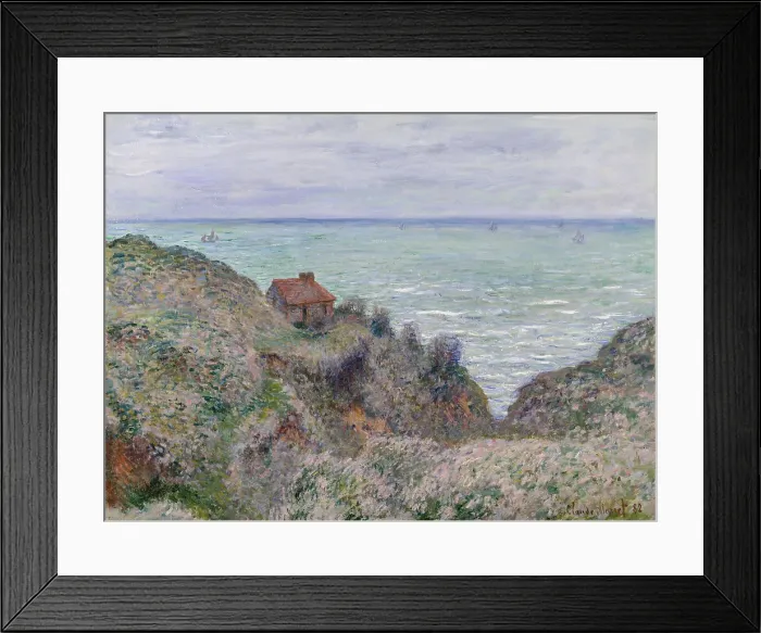 Framed Print : Cabin of the Customs Watch, by Claude Monet, 1882, French impressionist painting, oil on canvas. This painting is one of 14 views Monet made at Pourville in 1882 (BSLOC_2017_3_35)