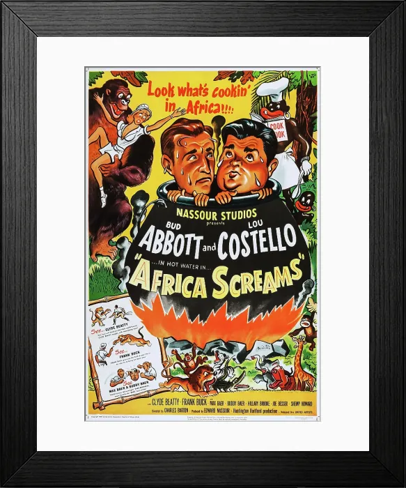 Framed Print : AFRICA SCREAMS, from left: Bud Abbott, Lou Costello, 1949
