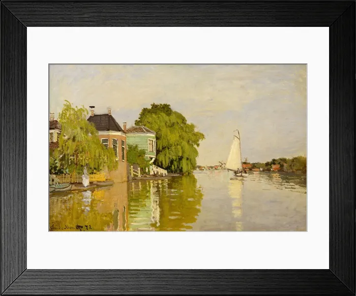 Framed Print : Houses on the Achterzaan, by Claude Monet, 1871, French impressionist painting, oil on canvas