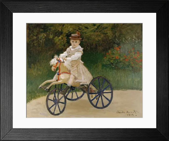 Framed Print : Jean Monet on His Hobby Horse, by Claude Monet, 1872, French impressionist painting, oil on canvas