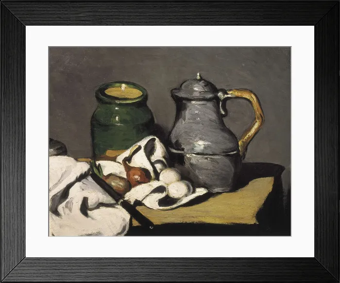 Framed Print : CEZANNE, Paul (1839-1906). Still Life with a Kettle. 1869. Right detail. Post-Impressionism. Oil on canvas. FRANCE. Paris. Muse d'Orsay (Orsay Museum)