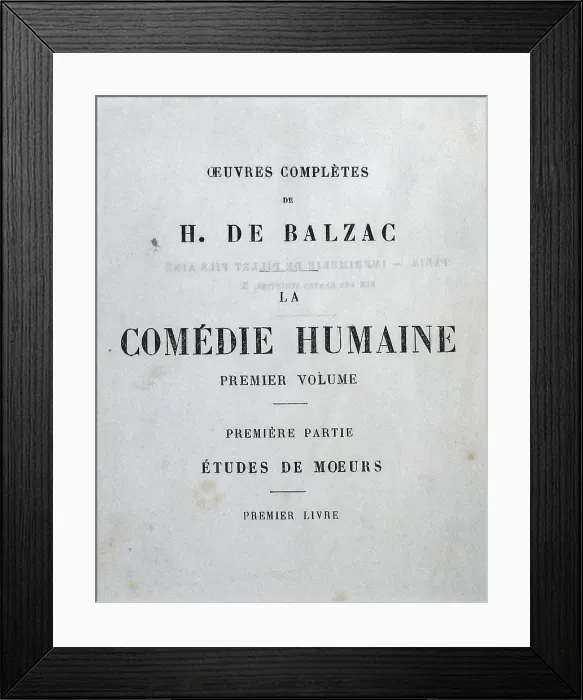 Framed Print : BALZAC, Honor de (1799-1850). Front page of 'La Comdie humaine'. Edition published in Paris in 1863. AISA / Everett Collection**US SALES ONLY** Framed Print : BALZAC, Honor de (1799-1850). Front page of 'La Comdie humaine'. Edition published in Paris in 1863. AISA / Everett Collection**US SALES ONLY**