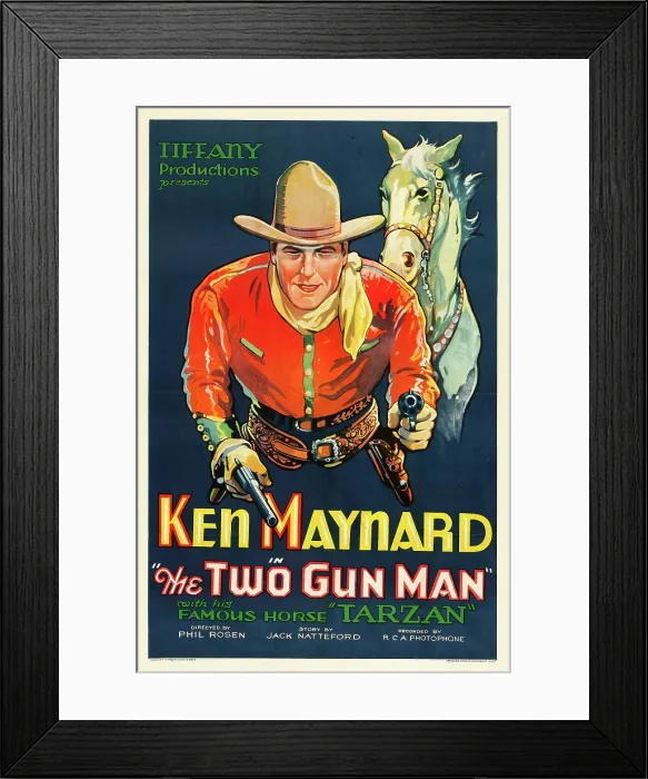 Framed Print : THE TWO GUN MAN, Ken Maynard with Tarzan the horse on poster art, 1931 Framed Print : THE TWO GUN MAN, Ken Maynard with Tarzan the horse on poster art, 1931