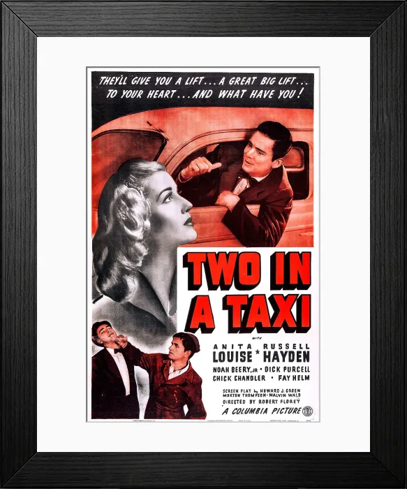 Framed Print : TWO IN A TAXI, US poster, top from left: Anita Louise, Russell Hayden, 1941 Framed Print : TWO IN A TAXI, US poster, top from left: Anita Louise, Russell Hayden, 1941