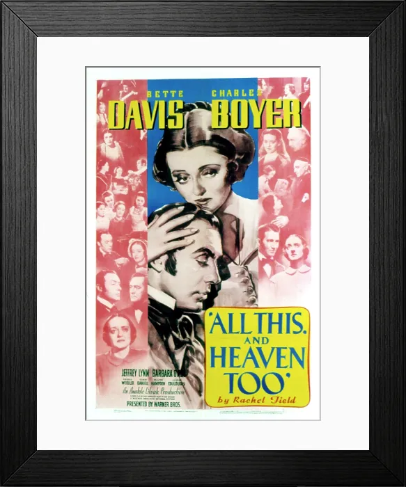 Framed Print : ALL THIS, AND HEAVEN TOO, Bette Davis, Charles Boyer, 1940